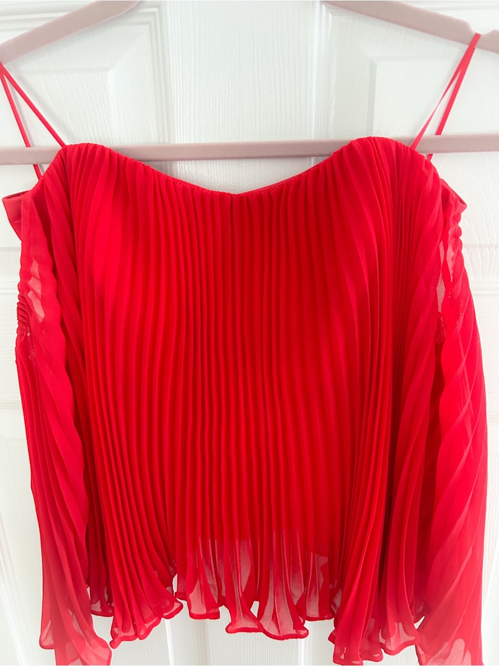 Guess  Pleated Off-Shoulder Chiffon Top